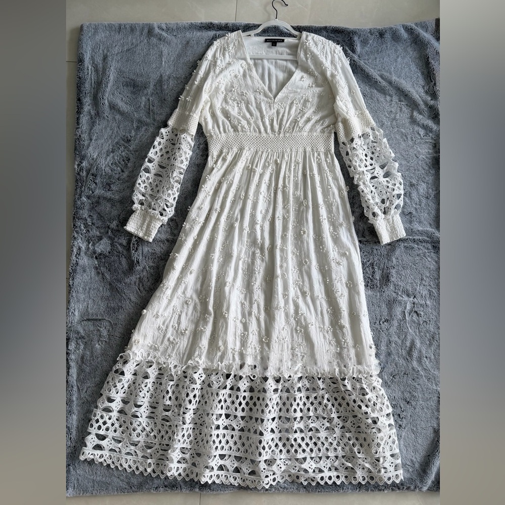 Boston Proper White Lace Long Sleeve Dress - Picture 7 of 10